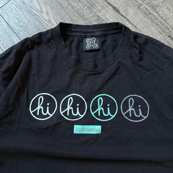 Vintage 00s Hawaii Hi In4Mation Faded Black Tiffany Tee - Picture 1 of 7